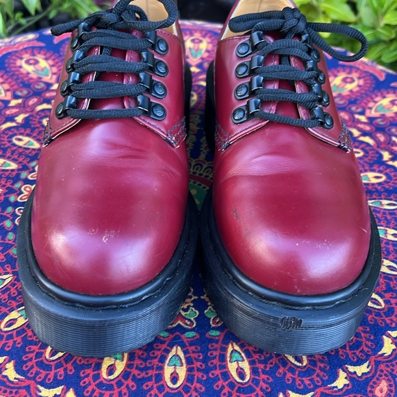 🏴󠁧󠁢󠁥󠁮󠁧󠁿 Vintage MIE Dr. Martens Red Tunnel Eye Platform Oxfords UK 4 - Picture 16 of 17
